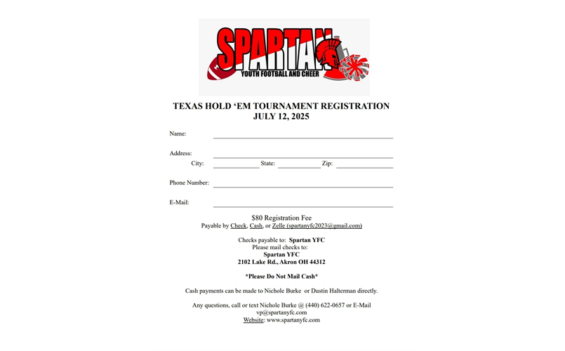 Texas Hold'em Entry Form